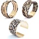 3 Pcs Leopard Leather Cuff Bracelets For Women Feather Boho Multilayer Wrap Tube Bangle Leopard Bracelet